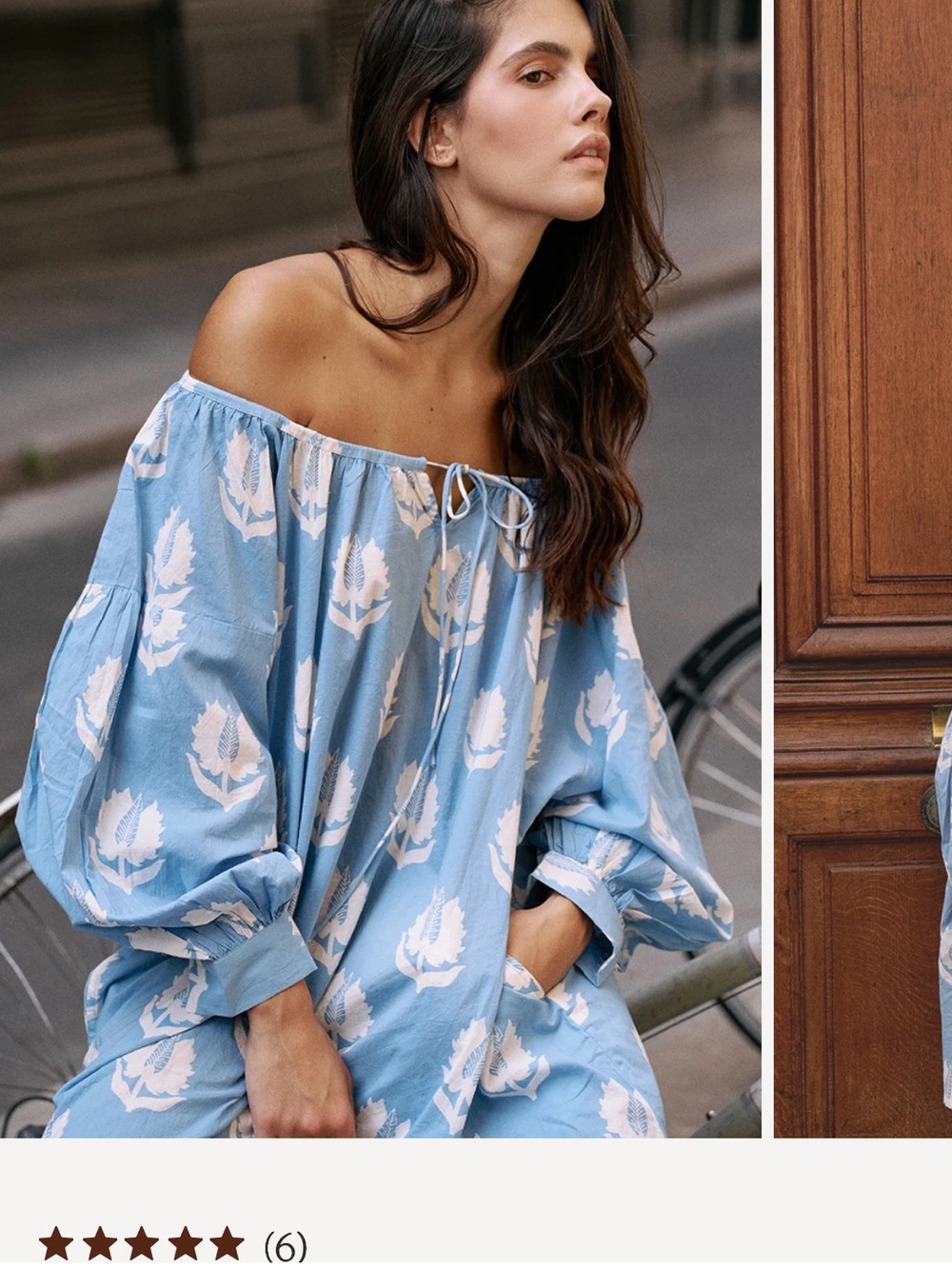 Off-Shoulder Light Blue Floral Swim Cover-Up